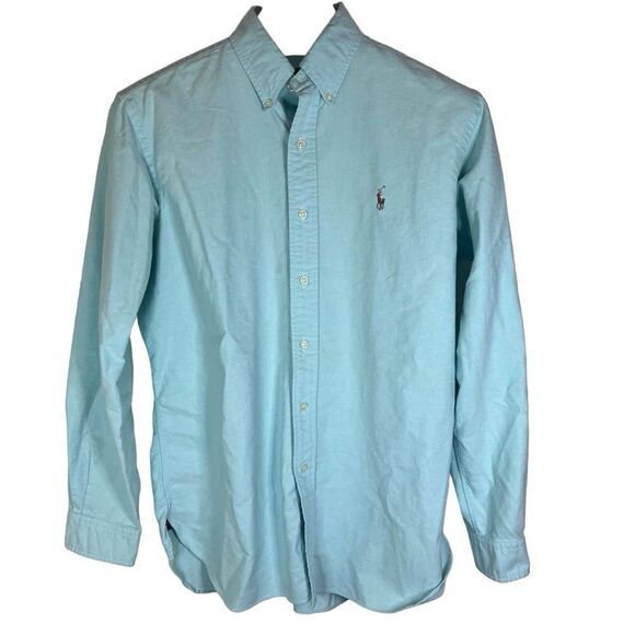 Ralph Lauren Men’s Classic Fit Blue Green Pastel Button Down Size Large - Picture 1 of 6
